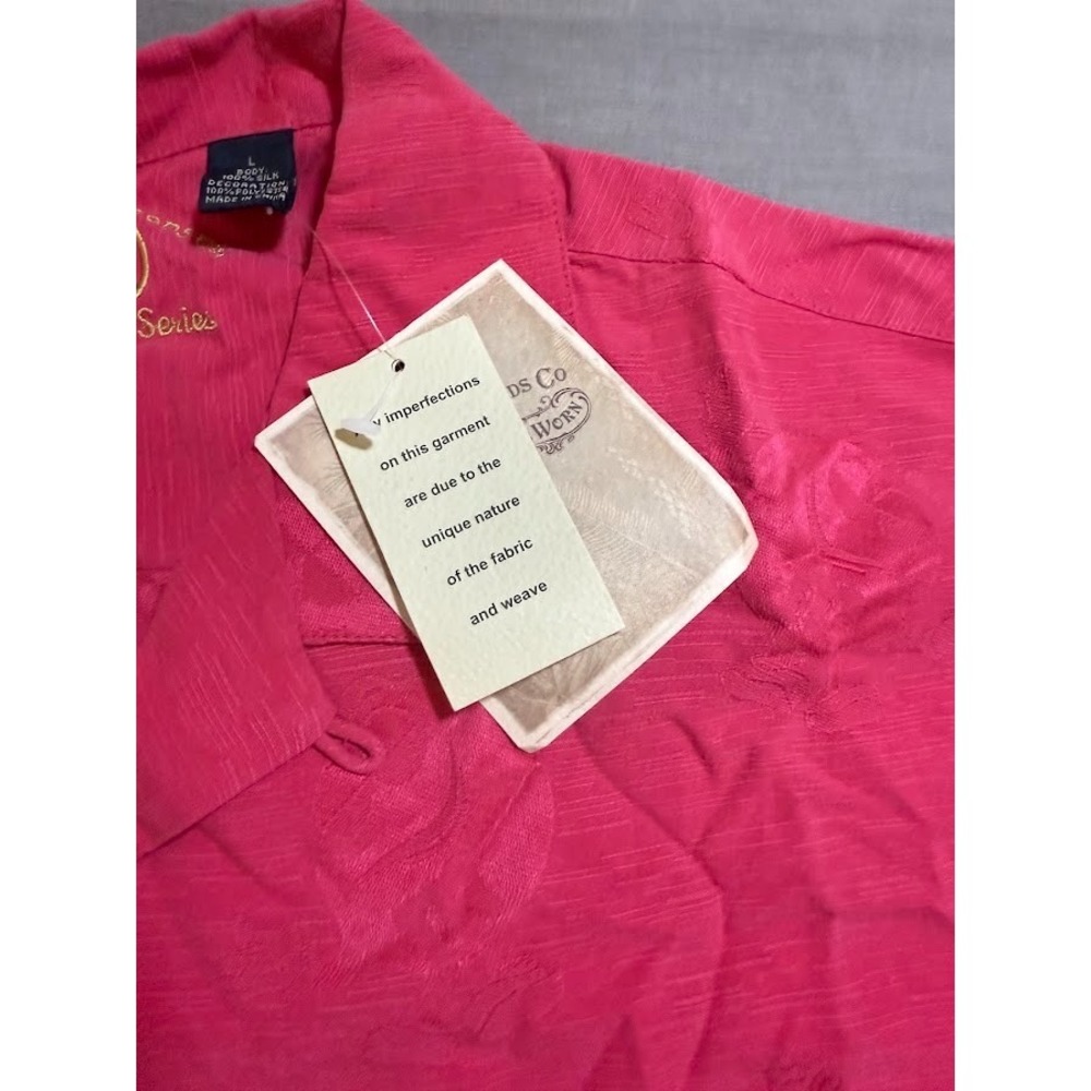M&M's Made In The Shade Shirt Adult L Red Silk Button Up Short Sleeve Camp. - Picture 5 of 9